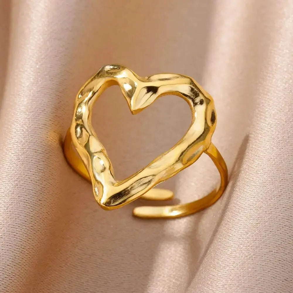 Stainless Steel Rings for Women Jewelry Summer Accessories Simple Vintage Gold Color Adjustable Aesthetic Gothic Snake Wide Ring - ACHETE LTD