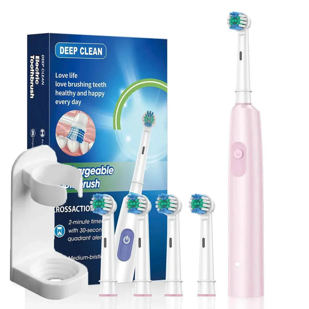 Rechargeable Electric Toothbrush Rotating 2 Minute Timer Electric Tooth Brush for Adults with 8 Brush Heads Sensitive Gum Care - ACHETE LTD