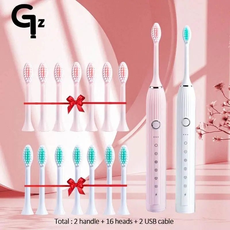 GeZhou N105 Sonic Electric Toothbrush Adult Timer Brush USB Rechargeable Electric Tooth Brushes with 8pcs Replacement Brush Head - ACHETE LTD