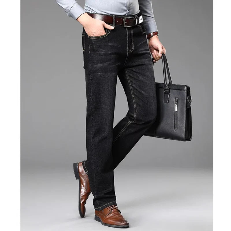 Thin Pants, Straight Blue Jeans, Slim Casual Work Pants Without Elasticity