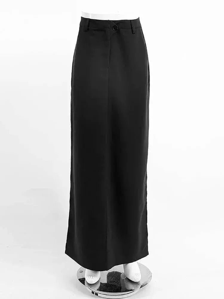 Mnealways18 Black Loose Long Skirts Women A-Line Zip Skirts Ladies Elegant Summer Skirts Female With Pocket Ankle-Length Skirts - ACHETE LTD