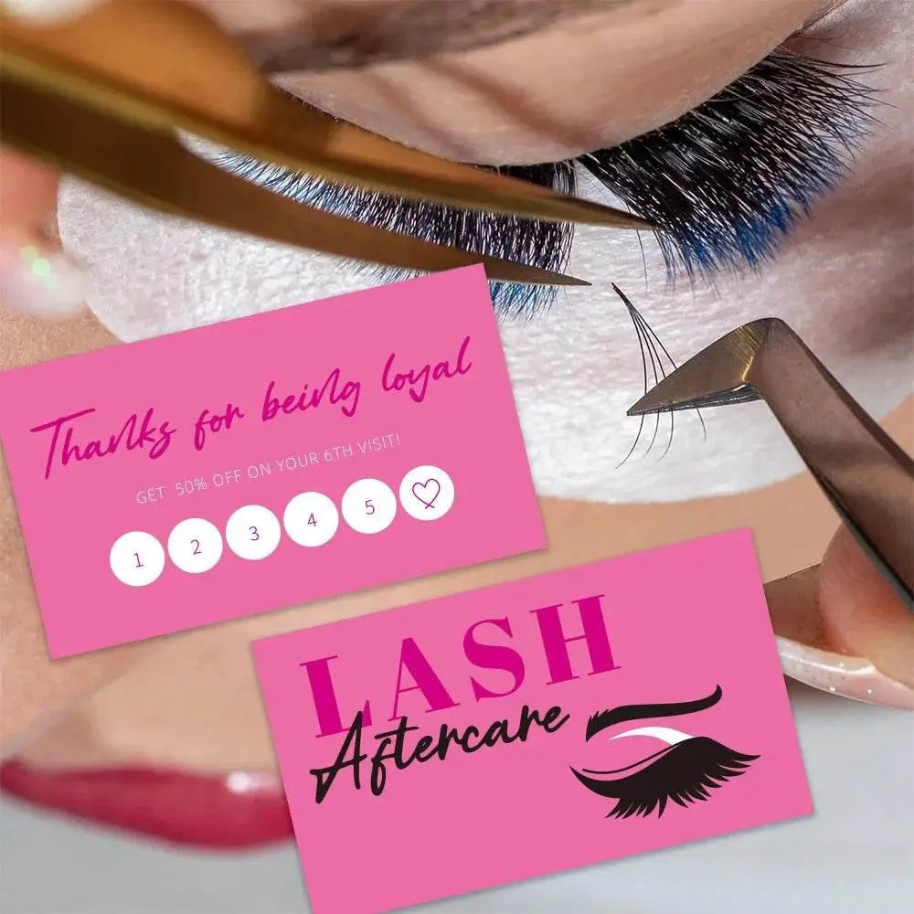 50pcs Shining Eyelash Business Card Lash Extension Aftercare Card Lash Loyalty Discount Cards Beauty Studio Loyalty Cards - ACHETE LTD