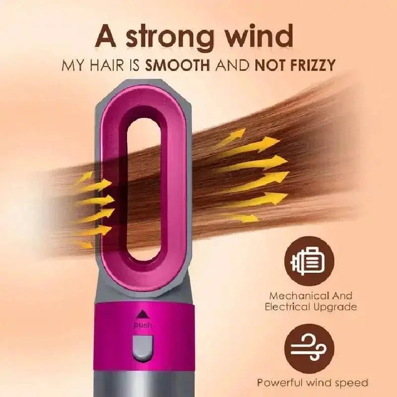 Hair Dryer 5-In-1 Electric Hair Comb Negative Ion Straight Curler Brush Blow Dryer Air Comb Removable Brush Kit Tool - ACHETE LTD