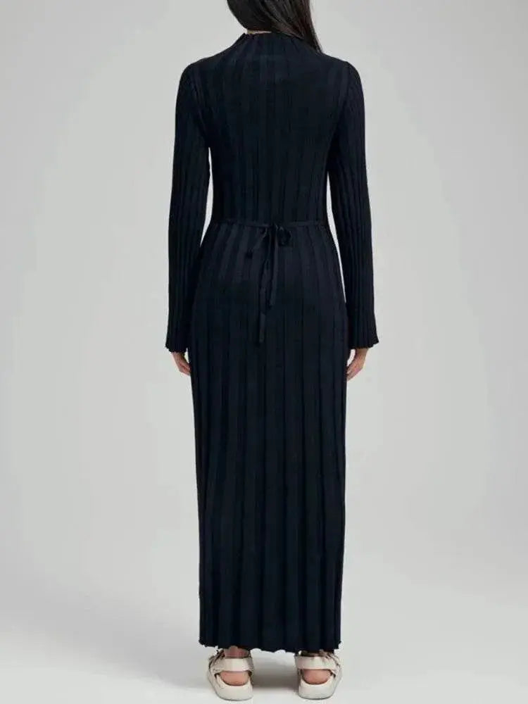 Elegant Turtleneck Knitted Sweater Dress for Women Fashion Long Sleeve Slim Casual Maxi Dress Fall Winter Holidays Party Dress - ACHETE LTD