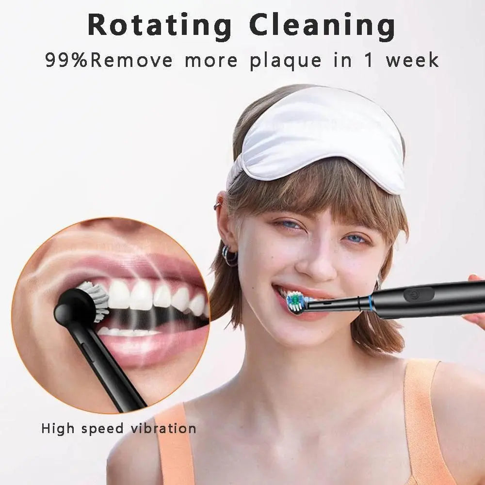 Rechargeable Electric Toothbrush Rotating 2 Minute Timer Electric Tooth Brush for Adults with 8 Brush Heads Sensitive Gum Care - ACHETE LTD