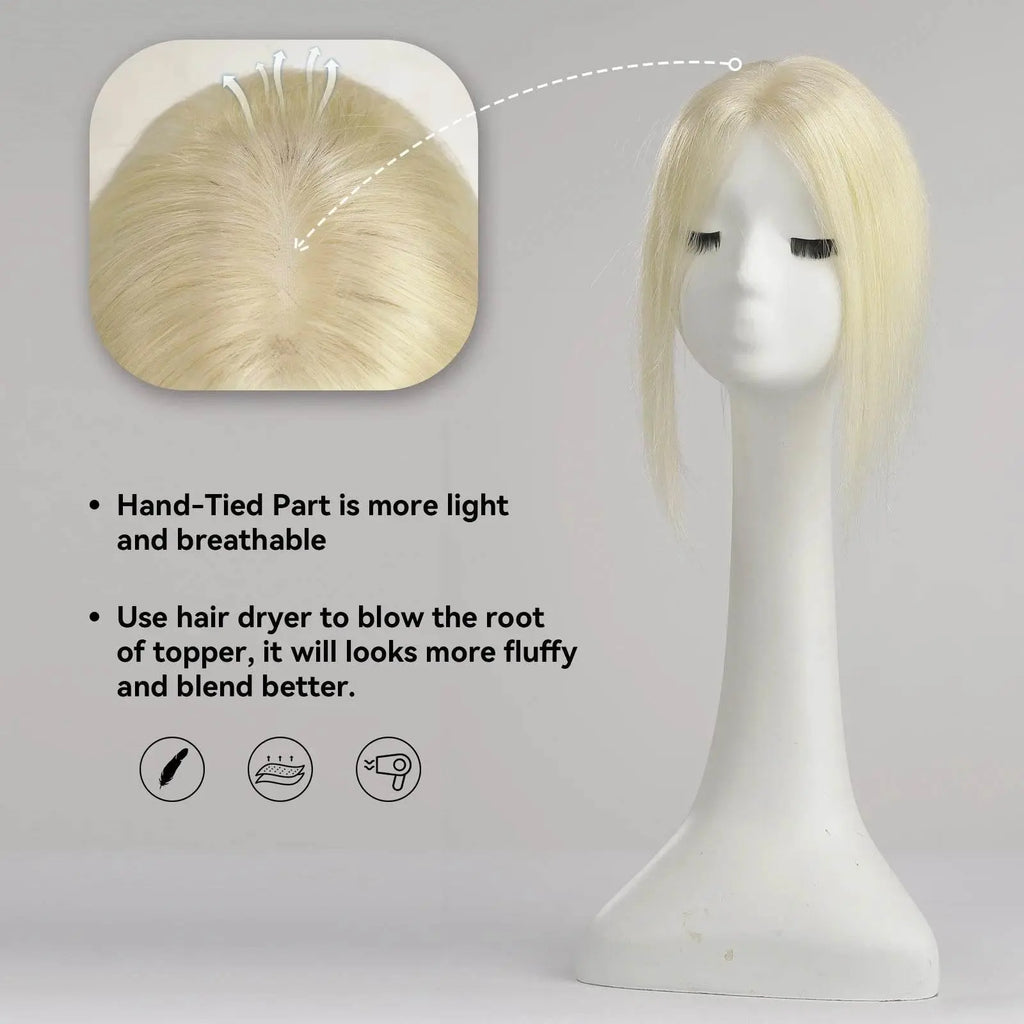 Remy Human Hair Toppers Lace Base Gray White Blonde Mixed Ombre Human Hair Toppers Hairpieces for Women 12inches Hair Extensions - ACHETE LTD