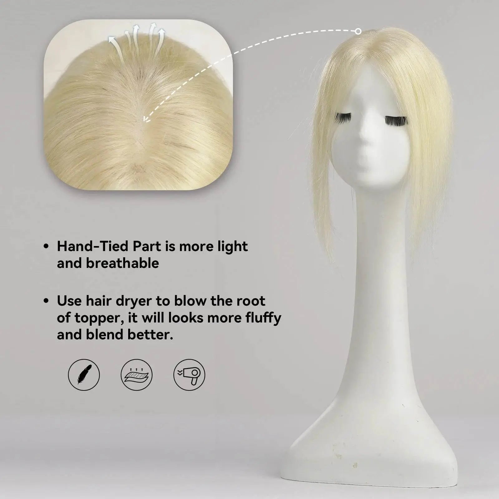 Remy Human Hair Toppers Lace Base Gray White Blonde Mixed Ombre Human Hair Toppers Hairpieces for Women 12inches Hair Extensions - ACHETE LTD