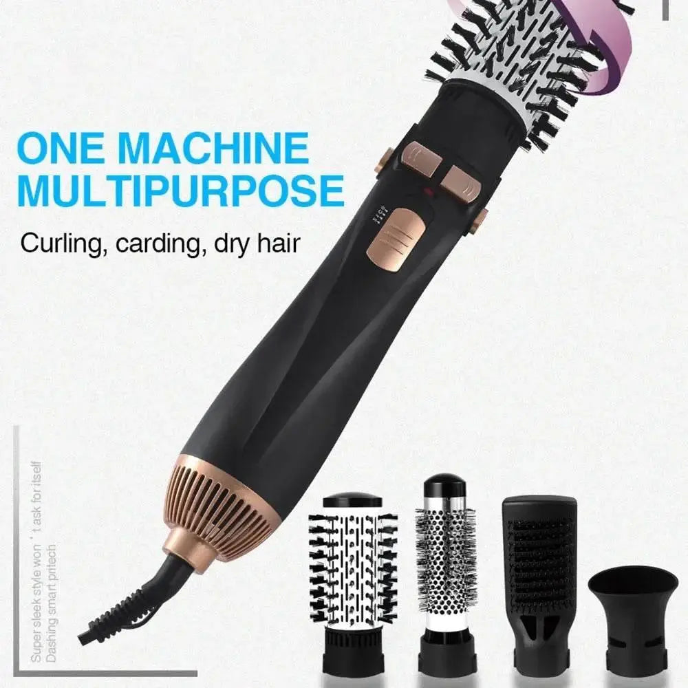 Hot Air Brush 4 Head Replaceable Hair Dryer Comb One Step Blower Strong Wind Electric Straightener Roller Curler Styling Tools - ACHETE LTD