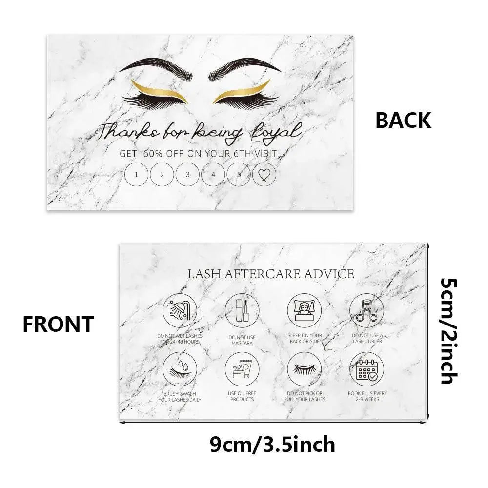 50pcs Shining Eyelash Business Card Lash Extension Aftercare Card Lash Loyalty Discount Cards Beauty Studio Loyalty Cards - ACHETE LTD