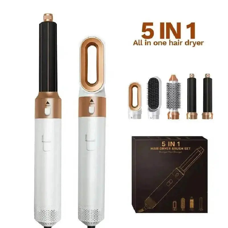Hair Dryer 5-In-1 Electric Hair Comb Negative Ion Straight Curler Brush Blow Dryer Air Comb Removable Brush Kit Tool - ACHETE LTD