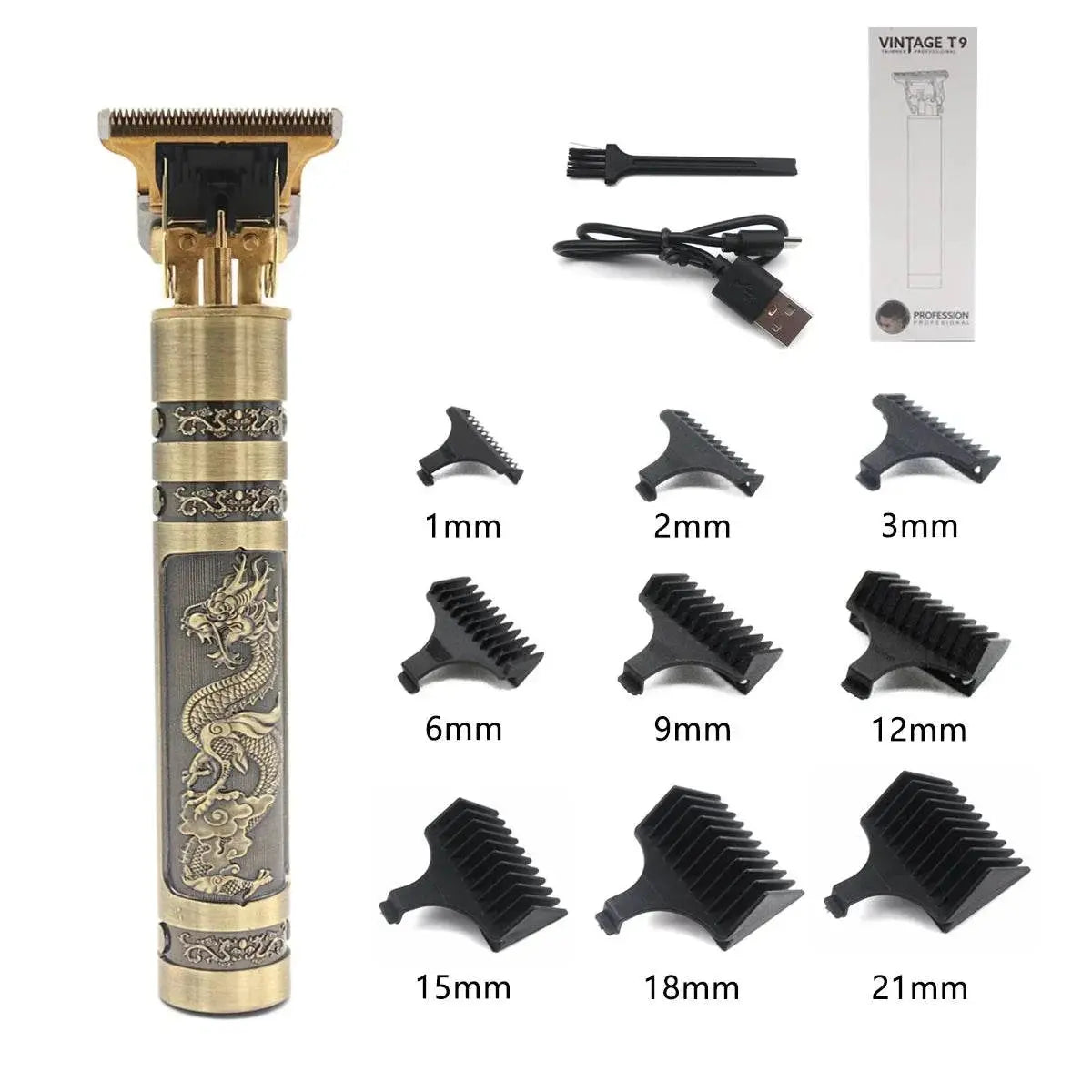 Professional T9 Hair Trimmer Machine Metal Body Beard Trimmer for Men Stainless Steel Blade Hair Clipper Beard Trimmer - ACHETE LTD