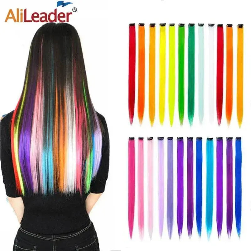 Alileader Clip On Hair Extension 57Color Ombre Straight Hair Extension Clip In Hairpieces High Temperature Faber Hair Pieces - ACHETE LTD