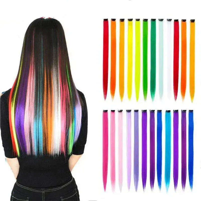 Alileader Clip On Hair Extension 57Color Ombre Straight Hair Extension Clip In Hairpieces High Temperature Faber Hair Pieces - ACHETE LTD
