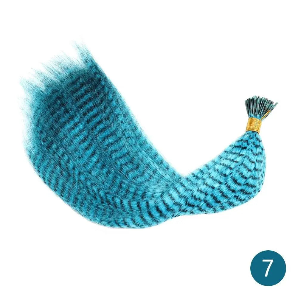 AZQUEEN Feather Hair Extension 10Pieces Fake Hair I Tip Rainbow Synthetic Hair 16inch Hairpiece Feather for Hair Extension - ACHETE LTD