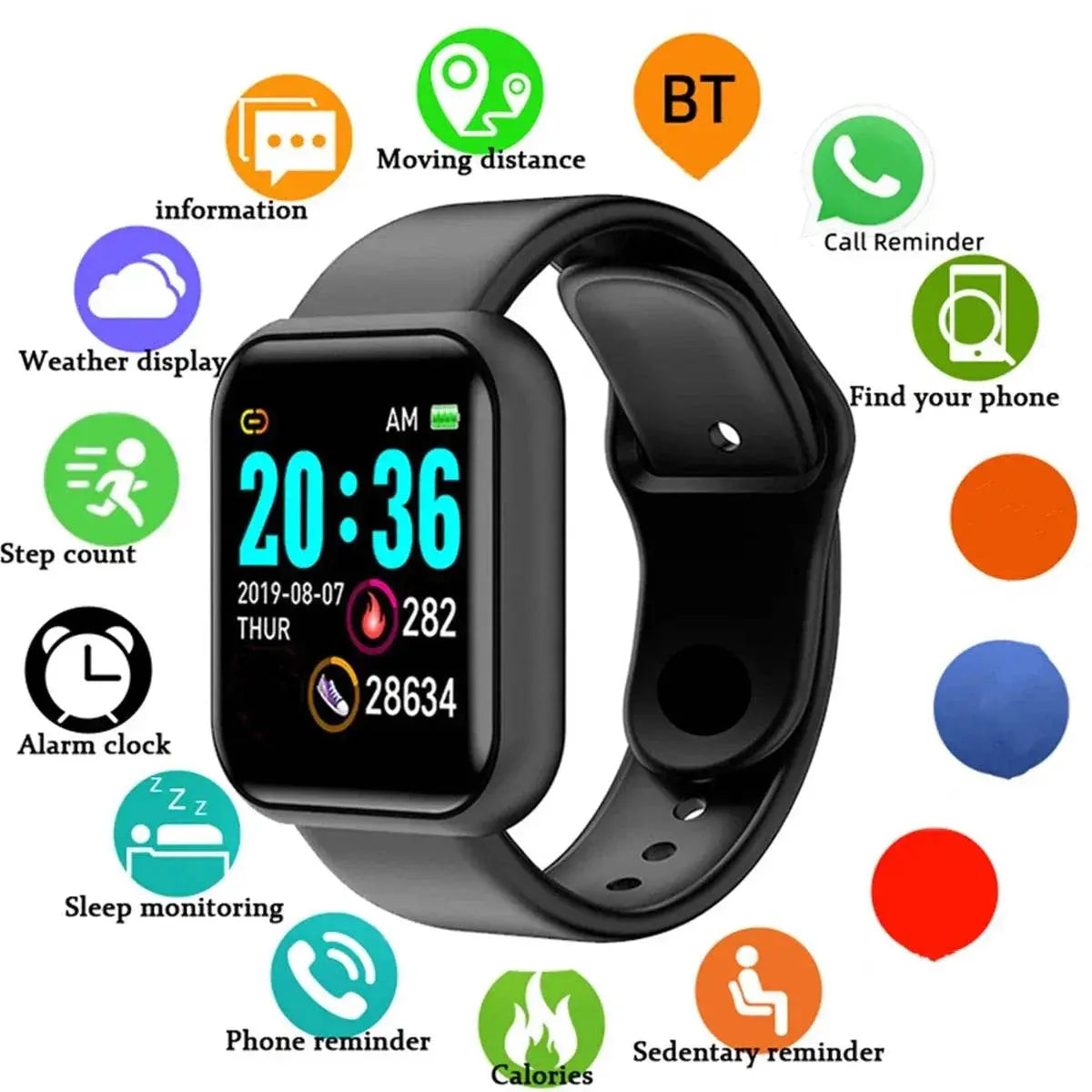 Men Watch Electronic Fitness Bracelet Smartwatch Smart Watch Y68 D20 Sleep Monitor Gift For IOS Android Smartphones Alarm Clock - ACHETE LTD