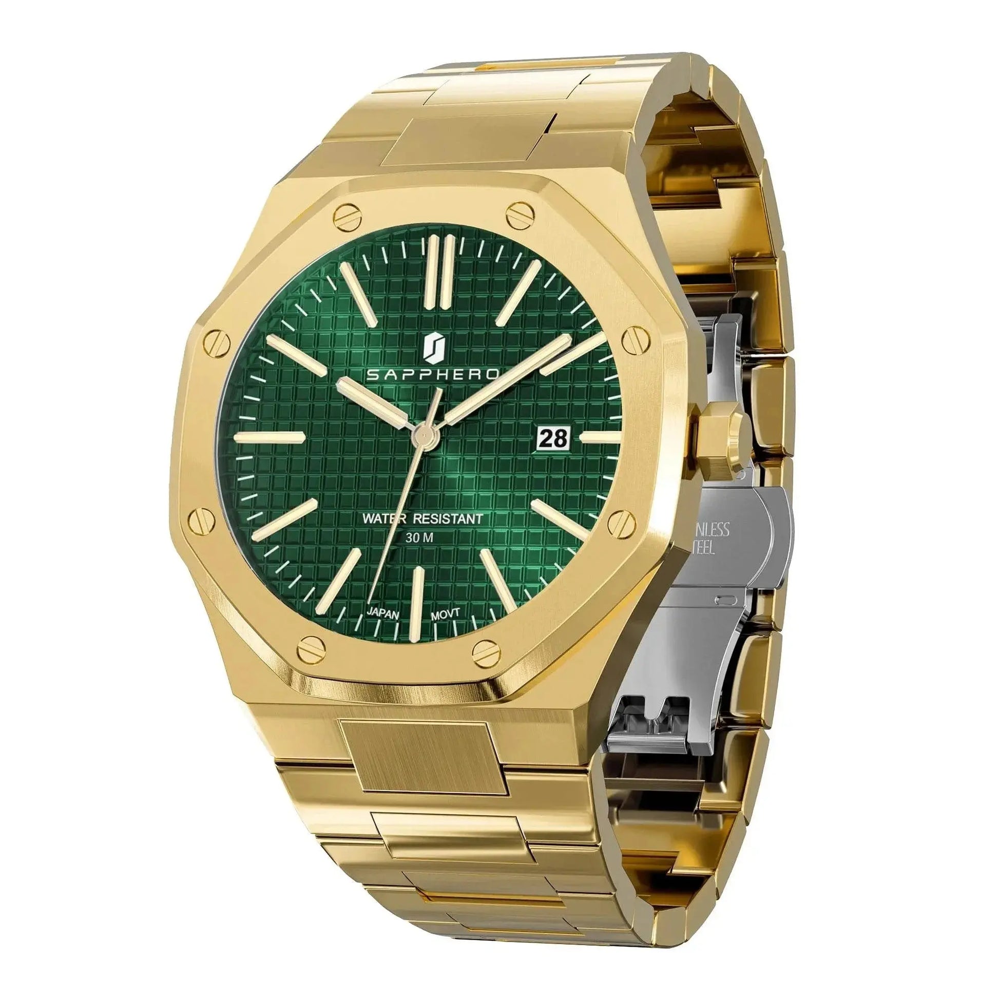 SAPPHERO Men's Watches Luxury Brands Stainless Steel Watches For Men Waterproof Clock Quartz Watches Men's Gifts Wristwatch - ACHETE LTD