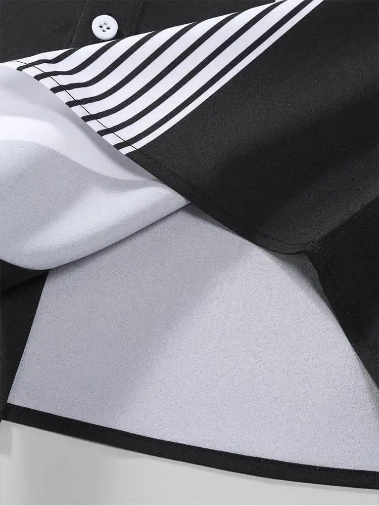 Men's Summer Casual Striped Printed Button Up Shirts Short Sleeved Button Down Shirts for Men Fashion Men's Summer Shirts - ACHETE LTD
