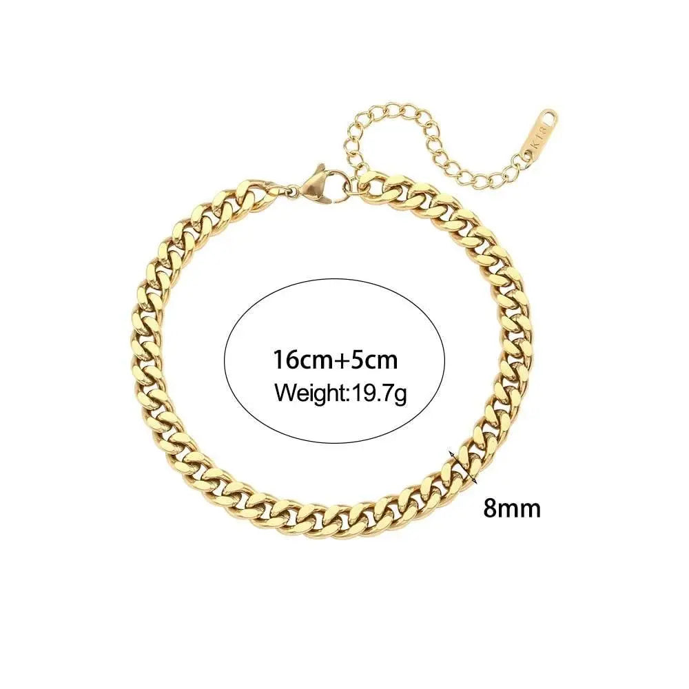 Miniamlist Men Bracelet Gold Jewelry Street Style Stainless Steel 316L 18k Gold Plated Cuban Chain Bracelets For Women - ACHETE LTD
