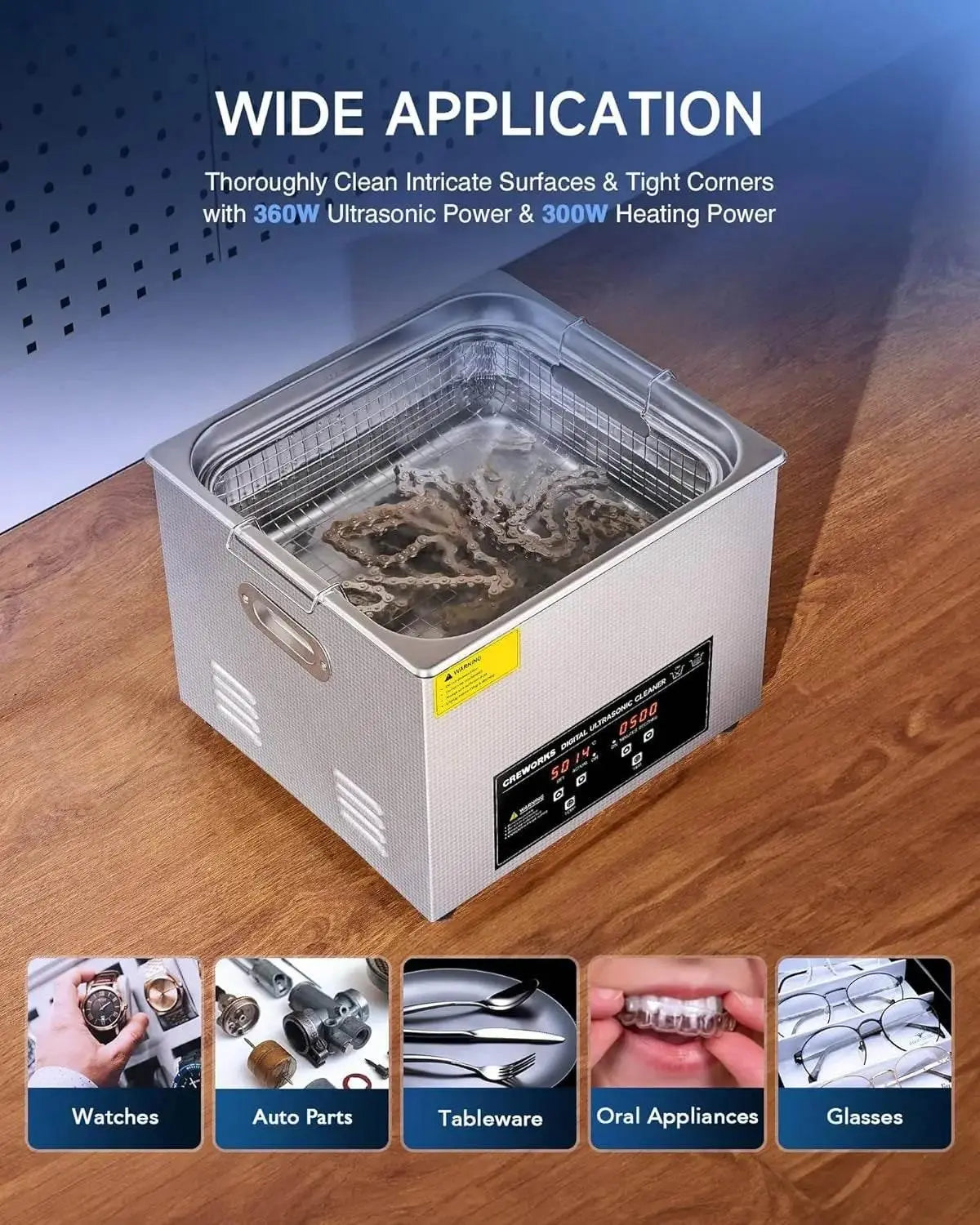 360W 15L Stainless Steel Cleaning Machine, 4 gal Ultrasonic Cleaner with Heater and Timer, Digital Sonic Cavitation Machine for - ACHETE LTD