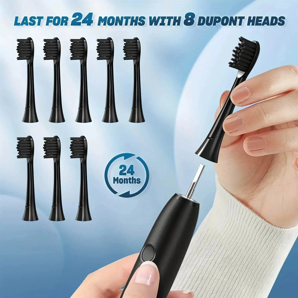 Electric Toothbrush Tooth Brush USB Rechargeable Adult Ultrasonic Teeth Cleaning 8 Replacement Toothbrush Heads - ACHETE LTD