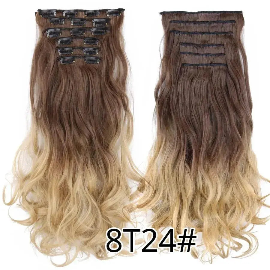 Leeons Synthetic Hair Curly Clip In Wig Extension 16 Clips In Hair Extension Hair Pieces Fake Hair Extension Synthetic 49 Colors - ACHETE LTD