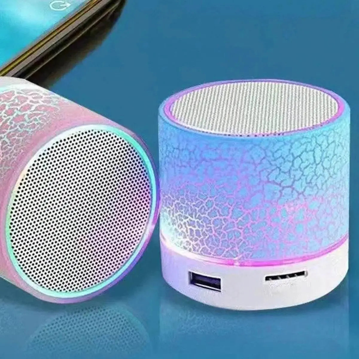 Wireless Mini Speaker, Subwoofer, Dazzle Crackle 7 Colour Light Wireless Mini Speaker, Portable Small Speaker - ACHETE LTD