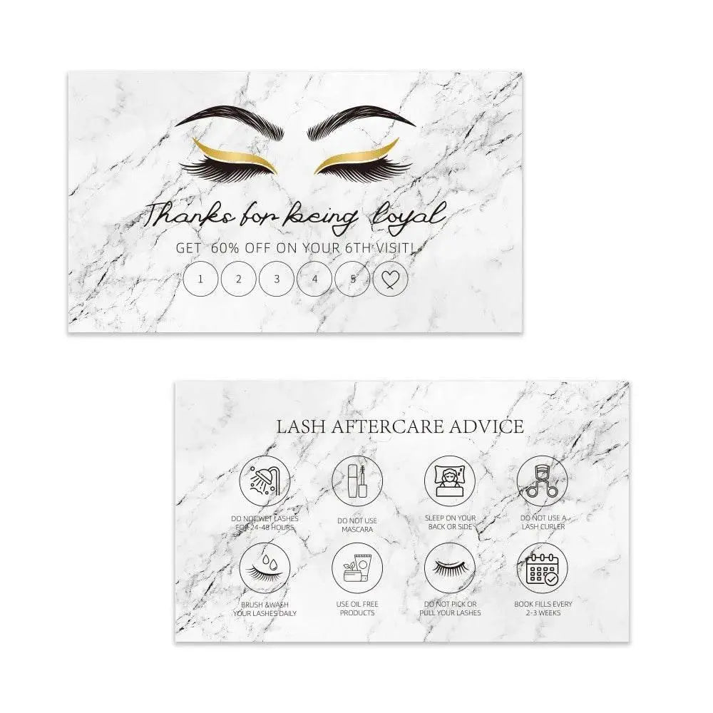 50pcs Shining Eyelash Business Card Lash Extension Aftercare Card Lash Loyalty Discount Cards Beauty Studio Loyalty Cards - ACHETE LTD