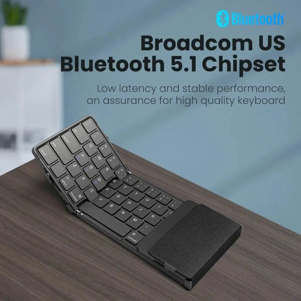 Folding Keyboard Tri-Folding Wireless Foldable Bluetooth Keyboard with Touchpad Rechargeable Mini Keyboard for Phone Desktop PC - ACHETE LTD