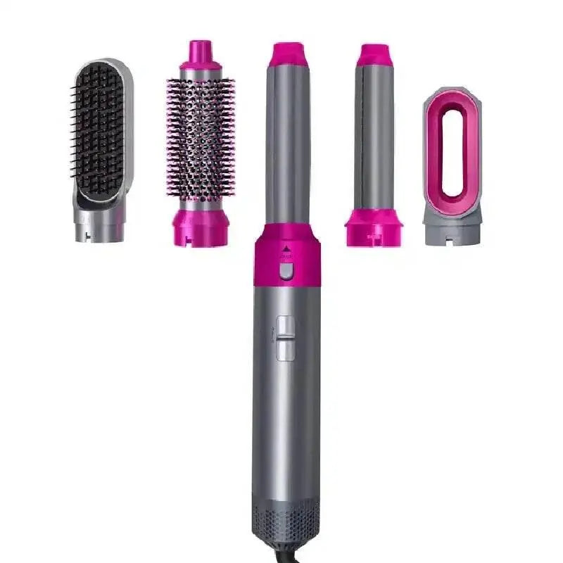 Hair Dryer 5-In-1 Electric Hair Comb Negative Ion Straight Curler Brush Blow Dryer Air Comb Removable Brush Kit Tool - ACHETE LTD