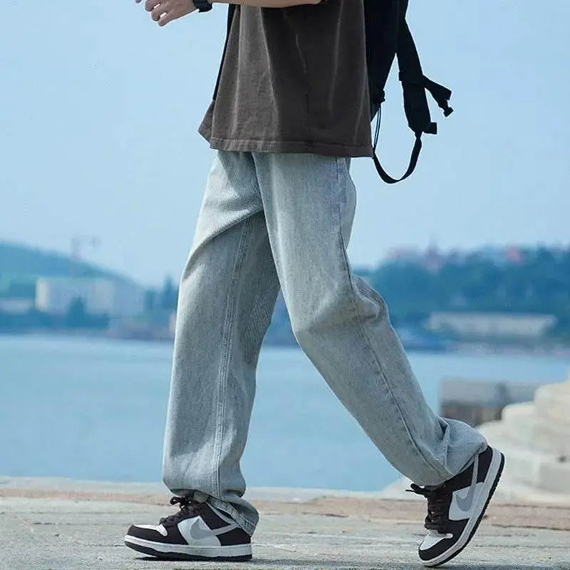High Street Washed Jeans Men's Thin Loose Wide Leg Trousers Spring And Autumn Men's Casual Straight Pants Pantalon Homme Jean - ACHETE LTD