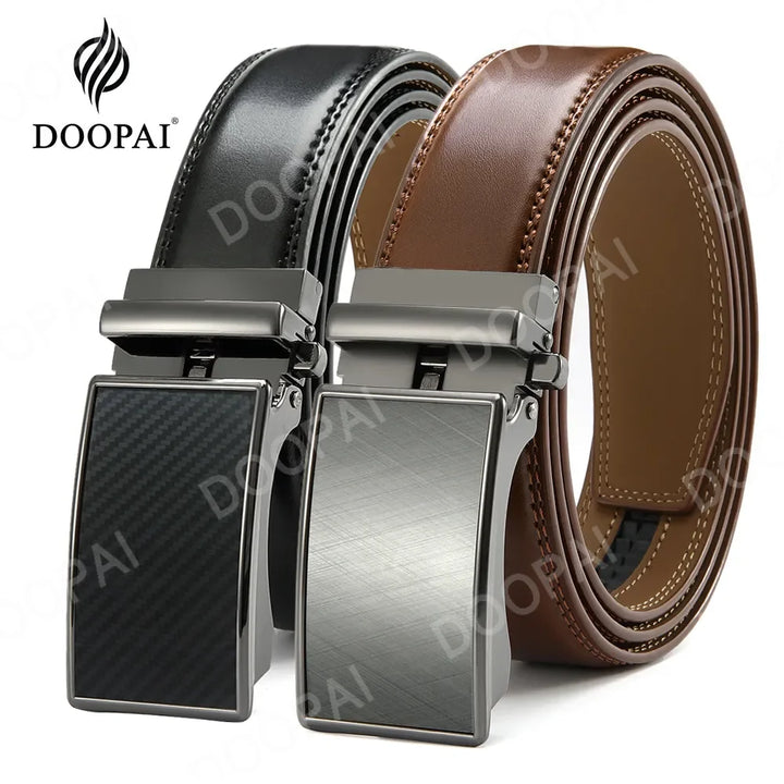 Stylish DOOPAI Leather Ratchet Belt - Adjustable, Genuine, & Durable