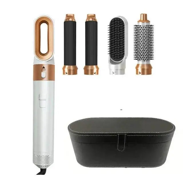 Hair Dryer 5-In-1 Electric Hair Comb Negative Ion Straight Curler Brush Blow Dryer Air Comb Removable Brush Kit Tool - ACHETE LTD
