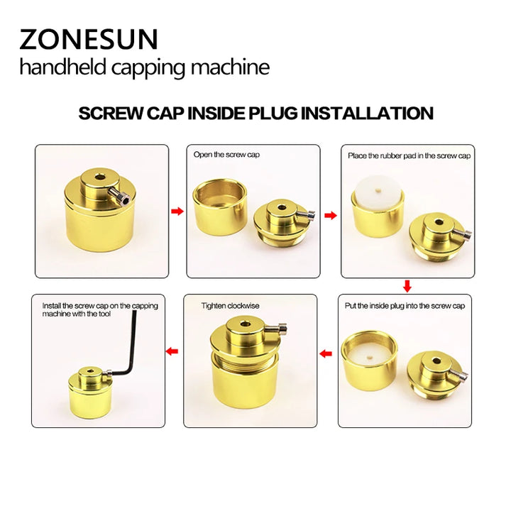 ZONESUN Manual bottle capping machine Hand Held Bottle Screw Cap(10-30MM) Screw Capper Sealer