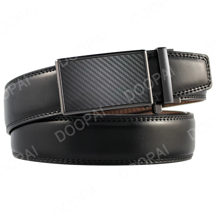 Leather Ratchet Belt for Men - Genuine Cowhide, Adjustable Length, 2 Colors