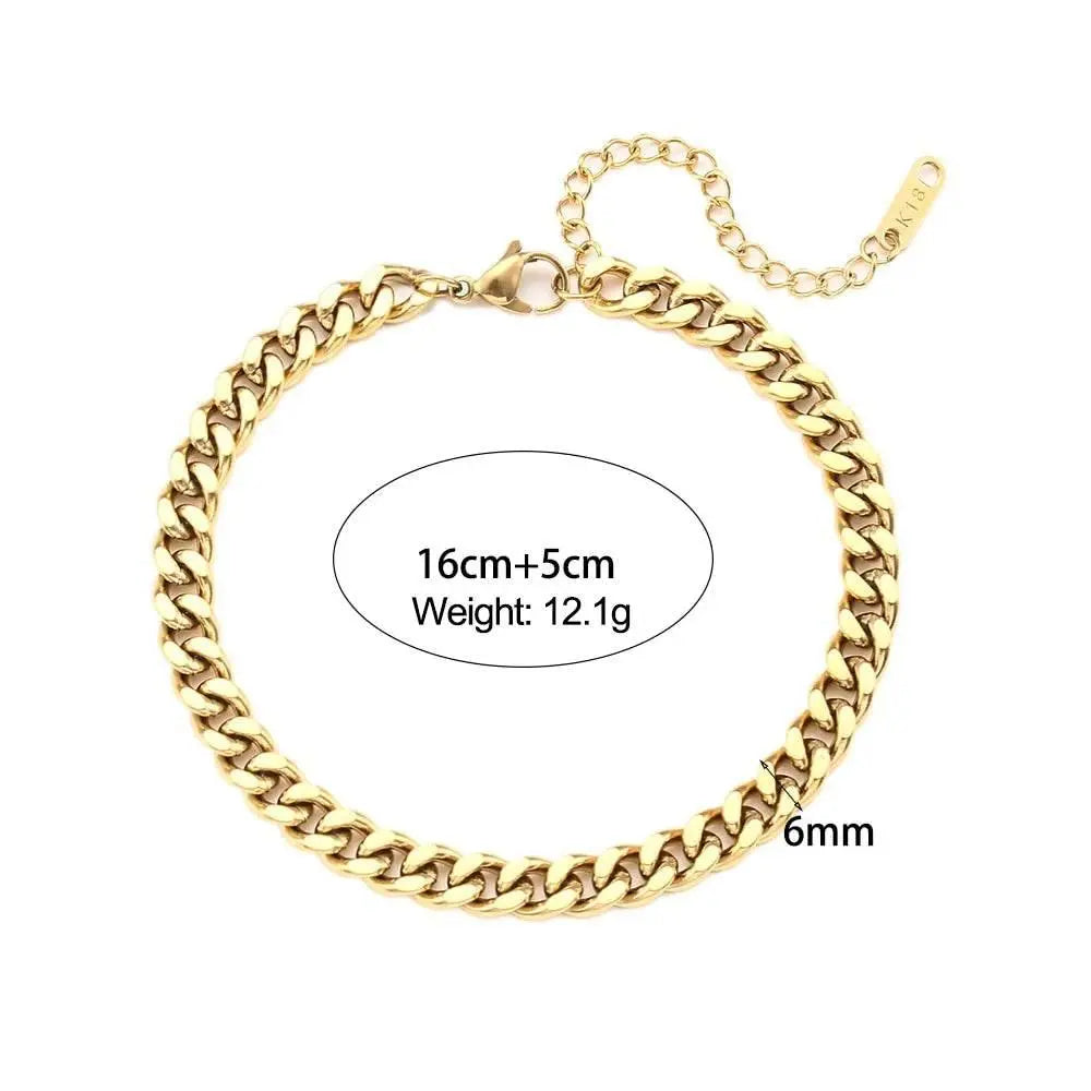Miniamlist Men Bracelet Gold Jewelry Street Style Stainless Steel 316L 18k Gold Plated Cuban Chain Bracelets For Women - ACHETE LTD