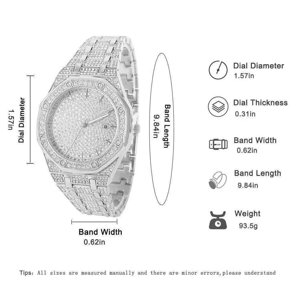 Iced Out Watch for Men Gold Watch for Men Hip Hop Fashion Cool Bling Bling Gold Diamond Luxury Mens Watch Dropshipping Relogio - ACHETE LTD