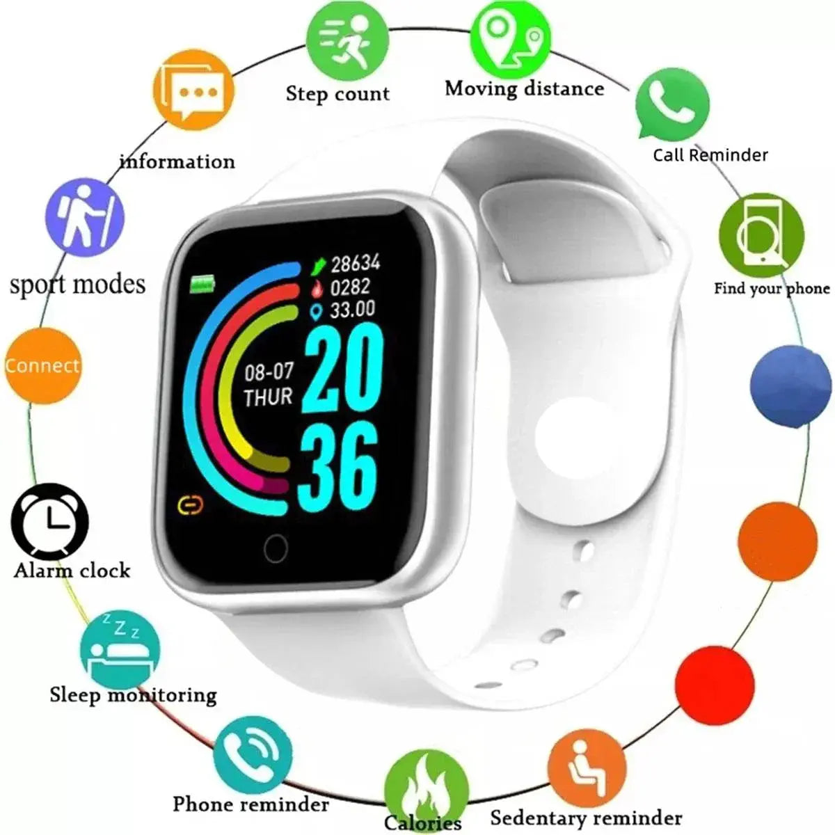Men Watch Electronic Fitness Bracelet Smartwatch Smart Watch Y68 D20 Sleep Monitor Gift For IOS Android Smartphones Alarm Clock - ACHETE LTD