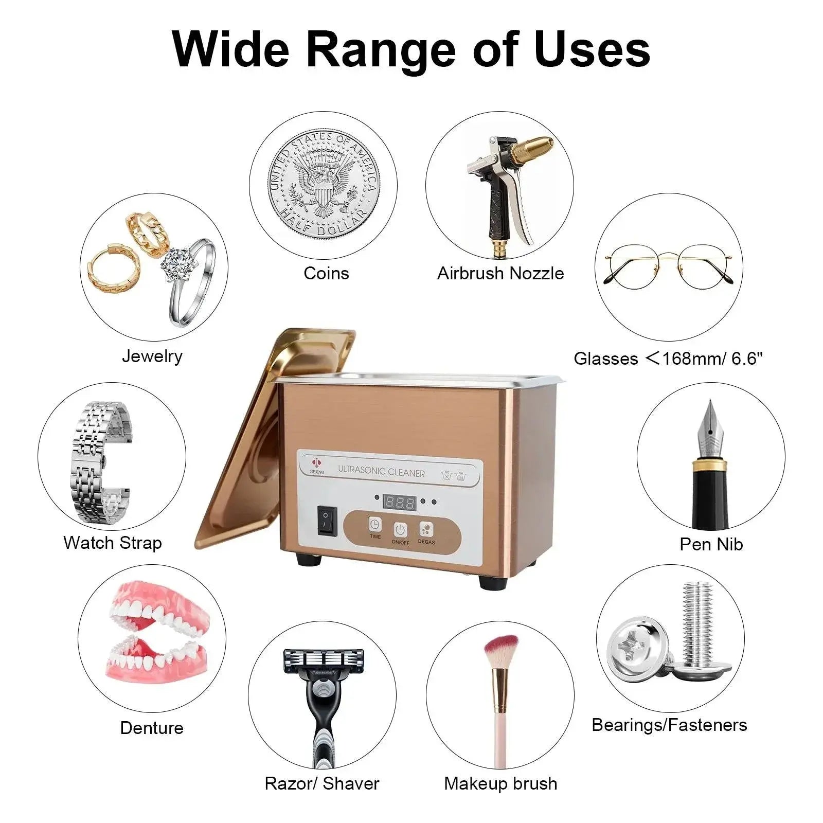 JIEJING 900mL Ultrasonic Cleaner, 60W Power, 40kHz Ultra Sonic Cleaning Machine For Jewelry, Eyeglasses, Watch, Small Parts - ACHETE LTD