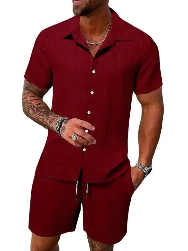 Men Shirt Sets 3d Print Solid Stripes Short Sleeve Casual Shirt oversized Beach Shorts Summer Streetwear Hawaiian Suits Clothes - ACHETE LTD