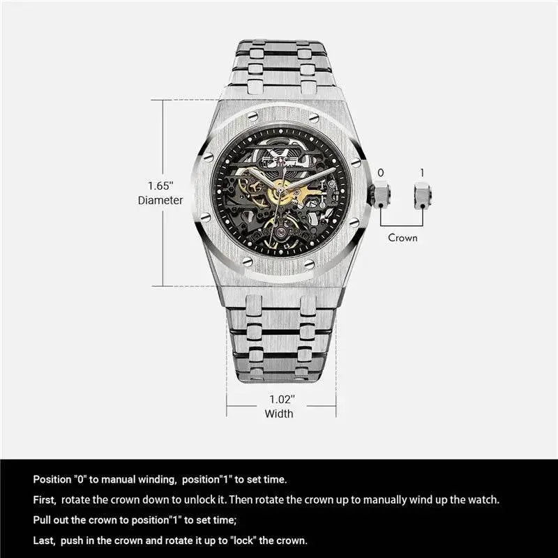 FEICE Automatic Mechanical Luxury Watch Men Top Brand Stainless Steel Watch Luminous Waterproof Watch for Men feice Skeleton 019 - ACHETE LTD
