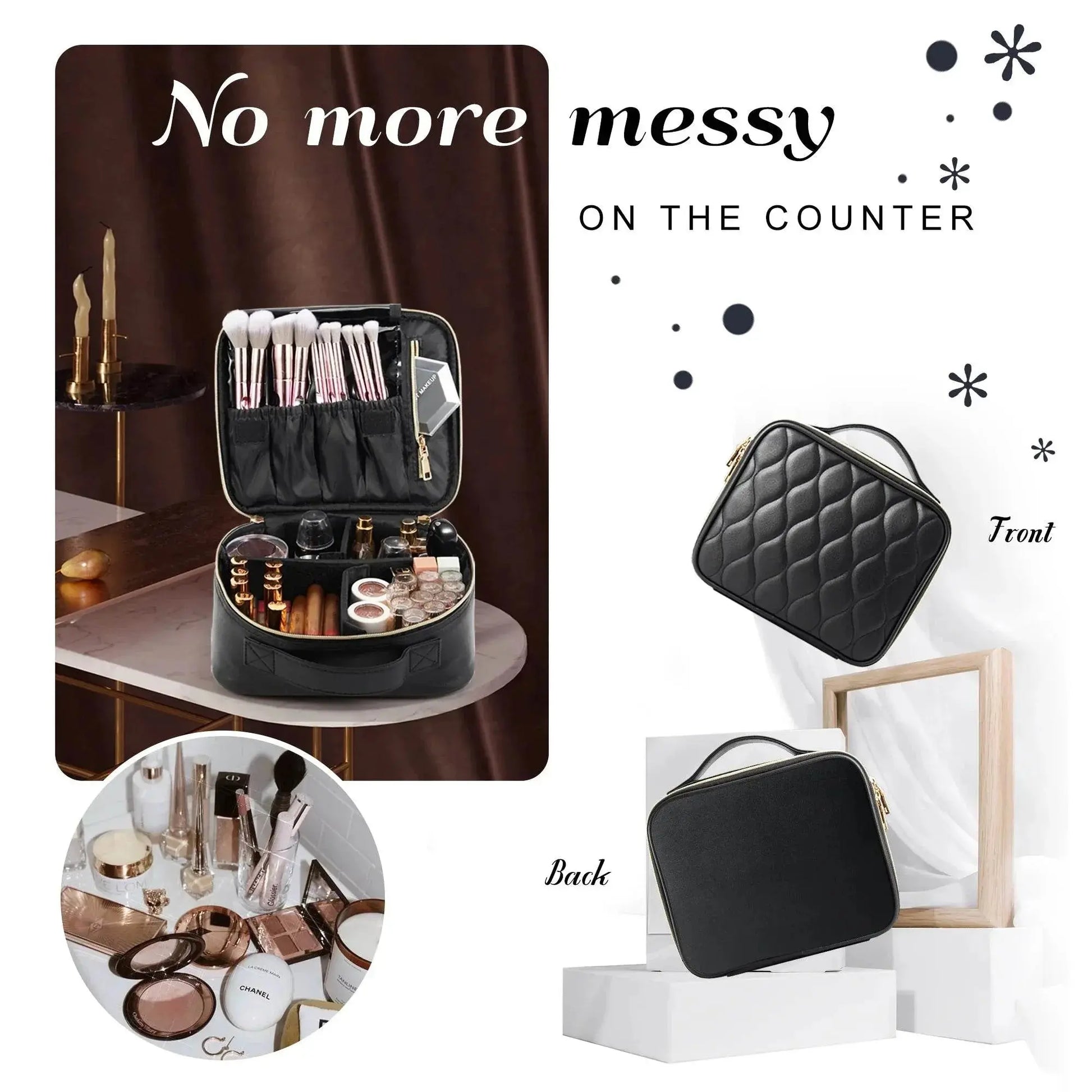 Travel Makeup Bag, Make up Bag Leather Cosmetic Bag Travel Toiletry Bag Make Up Bag Brush Organizer - ACHETE LTD