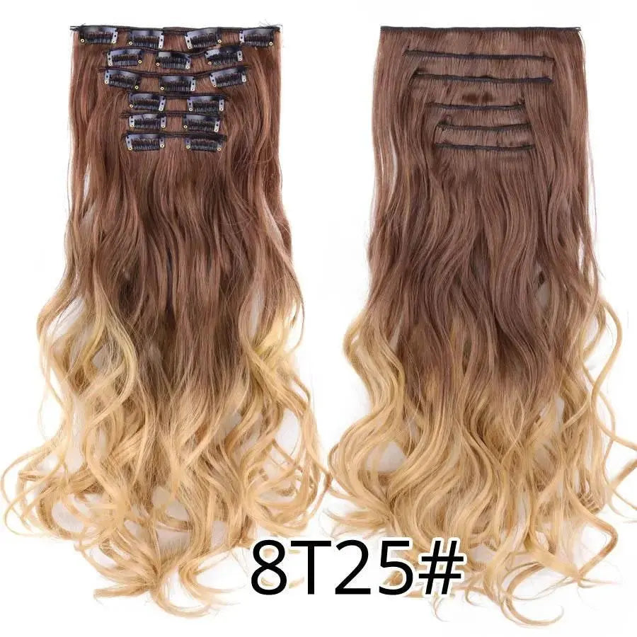 Leeons Synthetic Hair Curly Clip In Wig Extension 16 Clips In Hair Extension Hair Pieces Fake Hair Extension Synthetic 49 Colors - ACHETE LTD