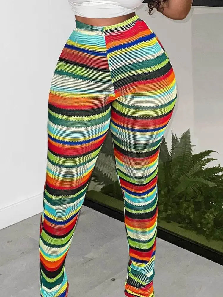LW Autumn Striped Pants for Women 2024 Winter Fashion Contrast Trousers Casual High Elasticity Pant Plus Size Women Clothing - ACHETE LTD