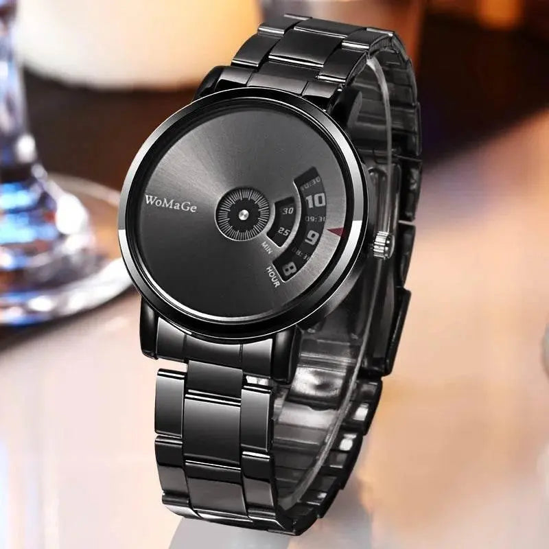 WoMaGe Black Men Watches Fashion Creative Watches Men Stainless Steel Quatrz Wristwatch Luxury Mens Watches horloge man - ACHETE LTD