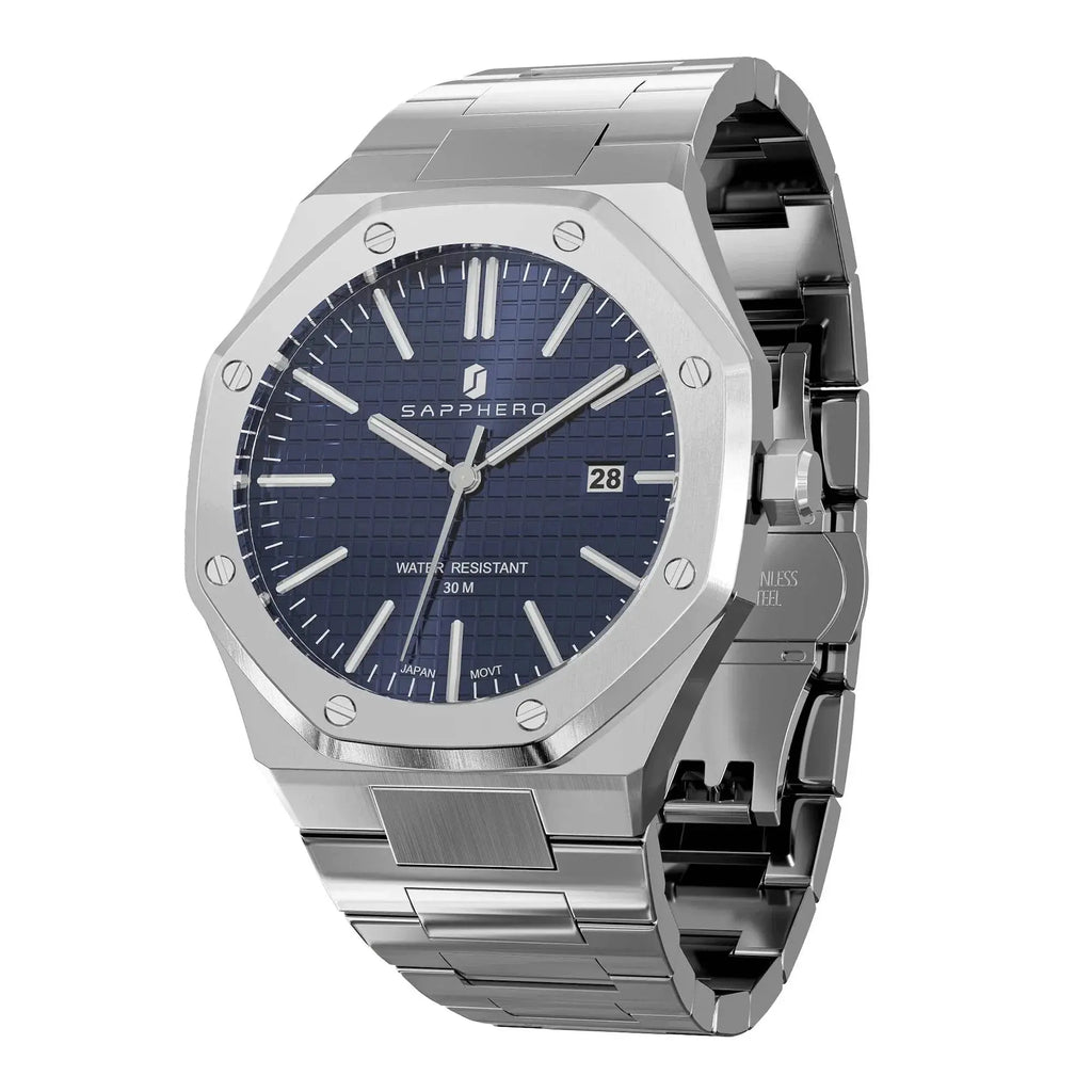 SAPPHERO Men's Watches Luxury Brands Stainless Steel Watches For Men Waterproof Clock Quartz Watches Men's Gifts Wristwatch - ACHETE LTD
