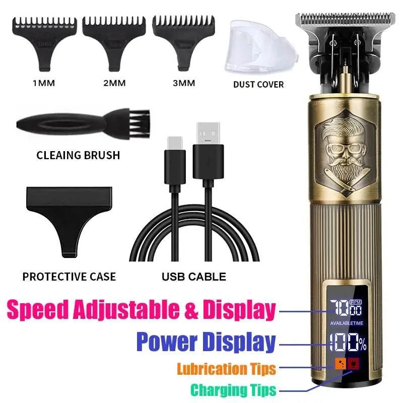 T9 Hair Clippers for Men Vintage Hair Cutting Machine Beard Trimmer Kits Body Hair Shaving Barber Beard Trimmer Electric Shaver - ACHETE LTD
