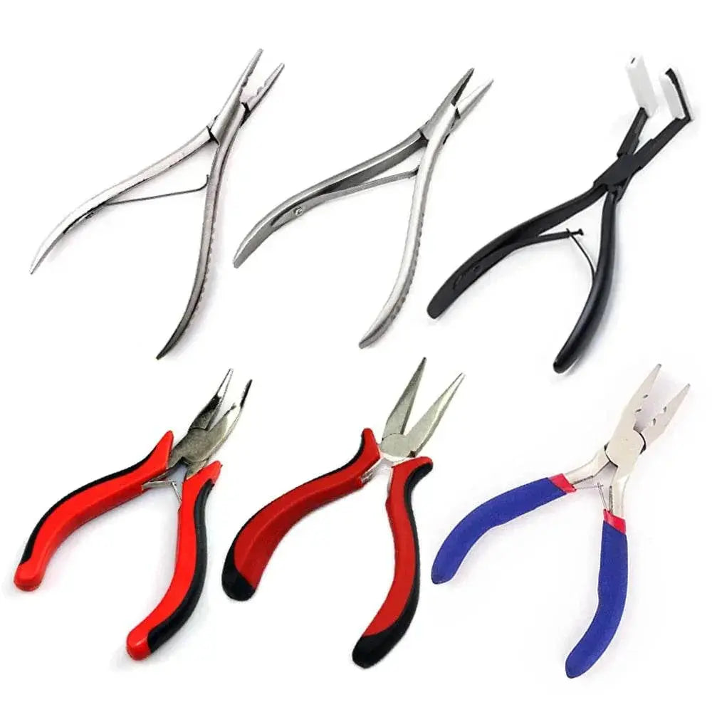 tape hair extension pliers tool kit tweezers for hair extensions nanoring Steel Hair Extension Pliers set for Hair Extensions - ACHETE LTD