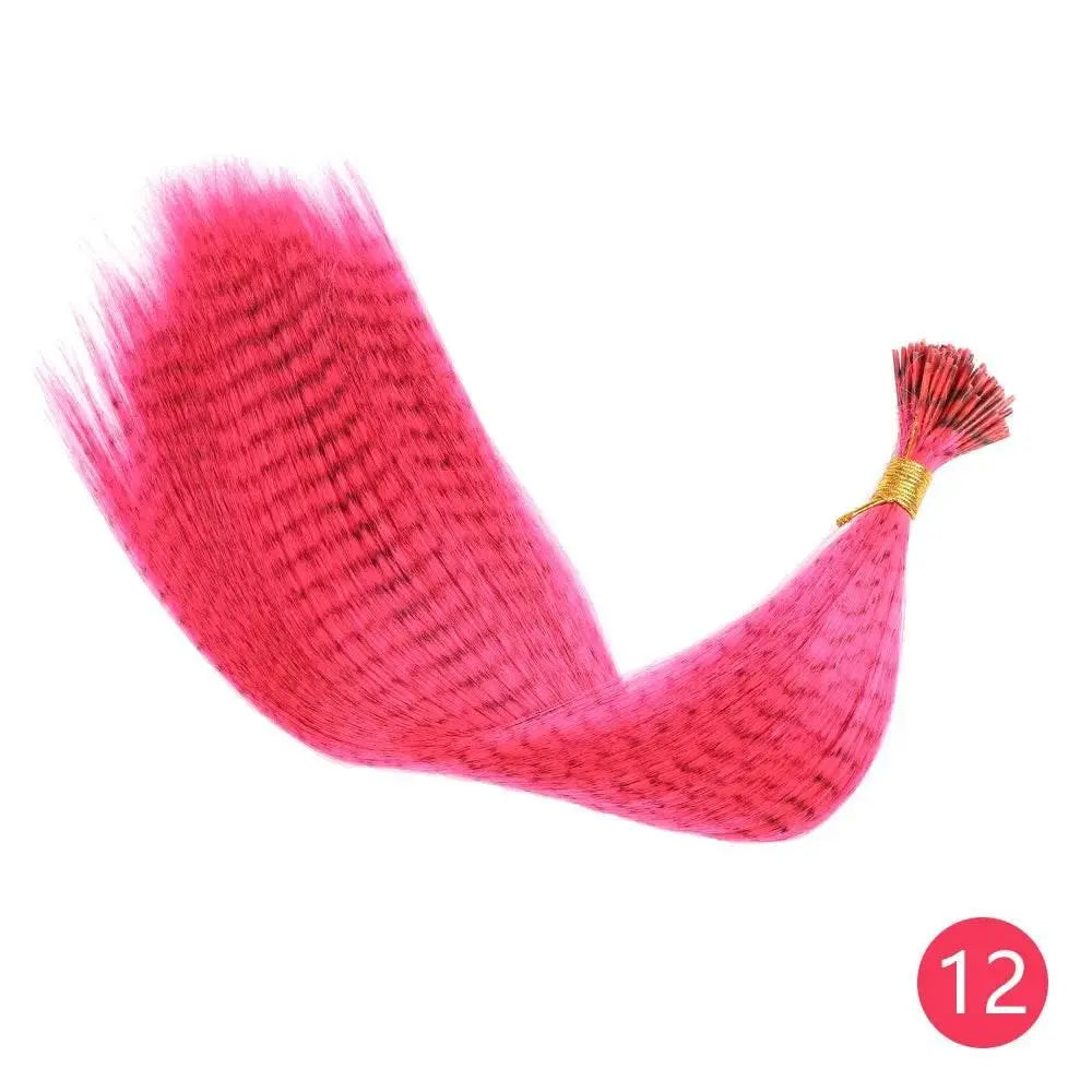 AZQUEEN Feather Hair Extension 10Pieces Fake Hair I Tip Rainbow Synthetic Hair 16inch Hairpiece Feather for Hair Extension - ACHETE LTD