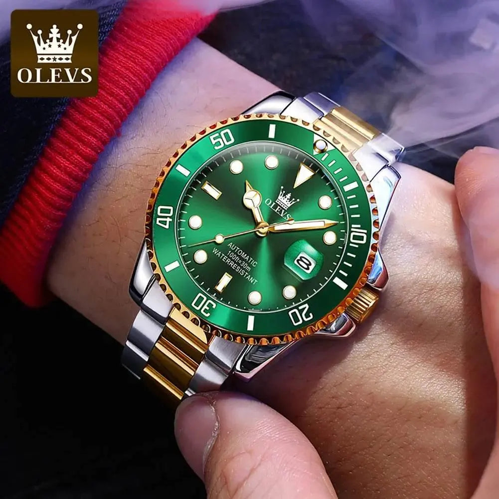 OLEVS Men Automatic Watch Luxury Diving Watch Waterproof Luminous Stainless steel Business Mechanical Watch for Men reloj hombre - ACHETE LTD