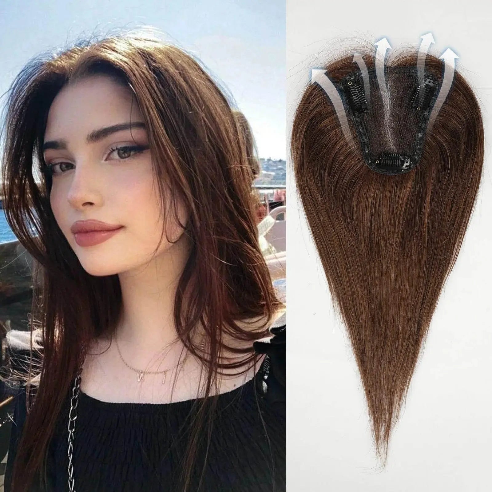 Human Hair Toppers Lace Base Light Blonde Remy Human Hairpieces Clips In Human Hair Topper for White Women 12inch Hair Extension - ACHETE LTD